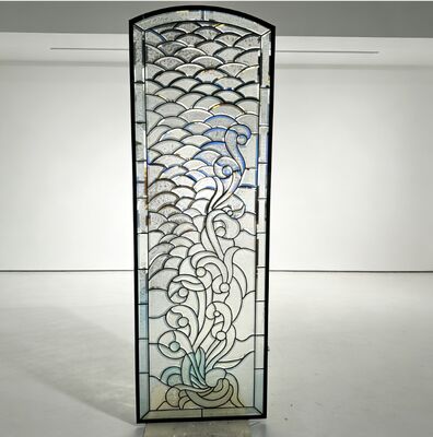 Χειροποίητο διακοσμητικό γυάλινο πάνελ με περίπλοκο σχεδιασμό για πόρτες εισόδου